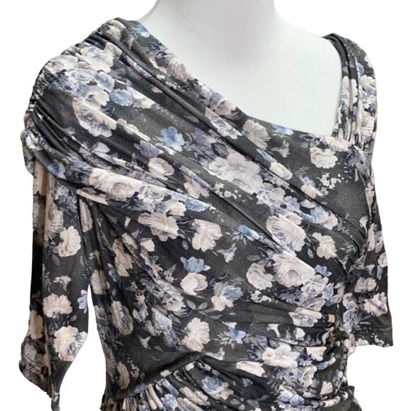 Rare London Wrap Asymmetrical Floral Roses Dress 6 - Picture 2 of 8